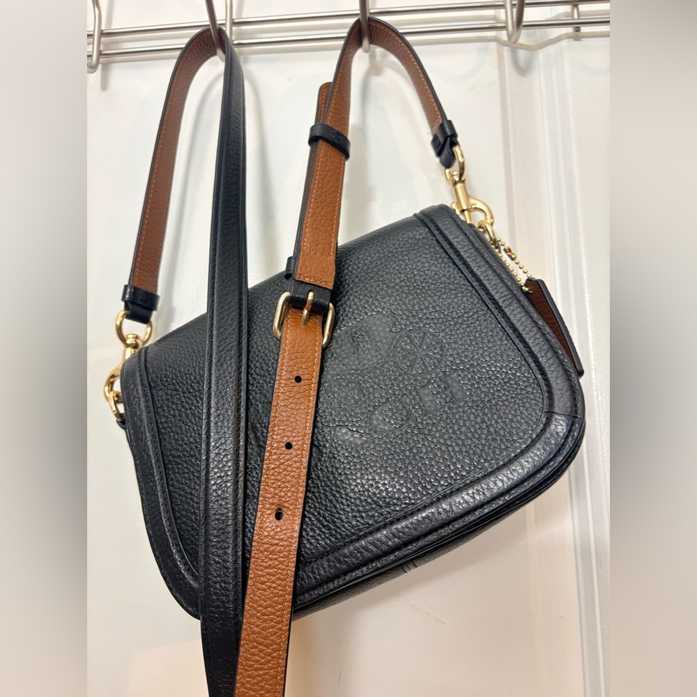 Coach Horse and Carriage Saddle Bag Black Pebbled Leather C4058 - Picture 14 of 16